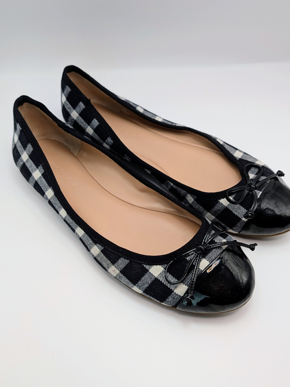 Banana Republic Gingham Plaid Ballet Flats Bow